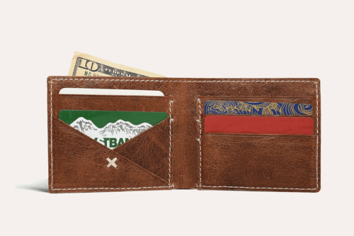 Men’s X Bifold Leather Wallet (Tan)