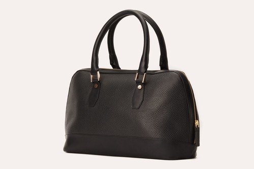 Women Snazzy Luxury Bag, Genuine Pebble Leather (Black)
