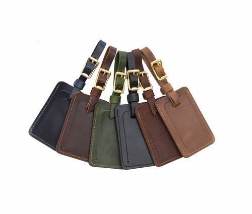 Authentic Full Grain Leather Luggage Tags (6 Color Options)
