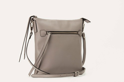 Pebble Leather Women’s Crossbody Bag (Grey, Black)